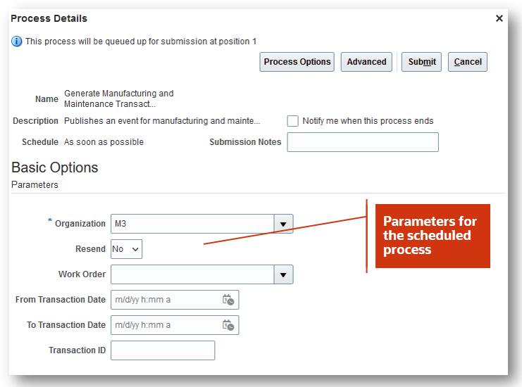 Scheduled Process Parameters