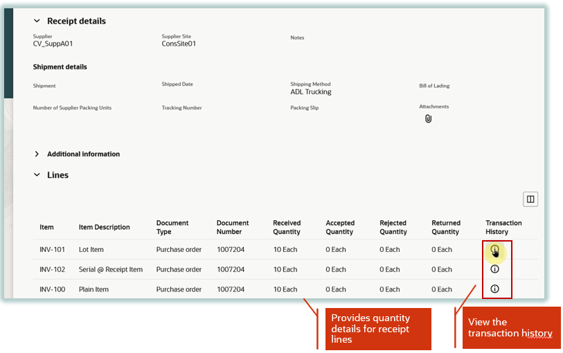 Transaction History