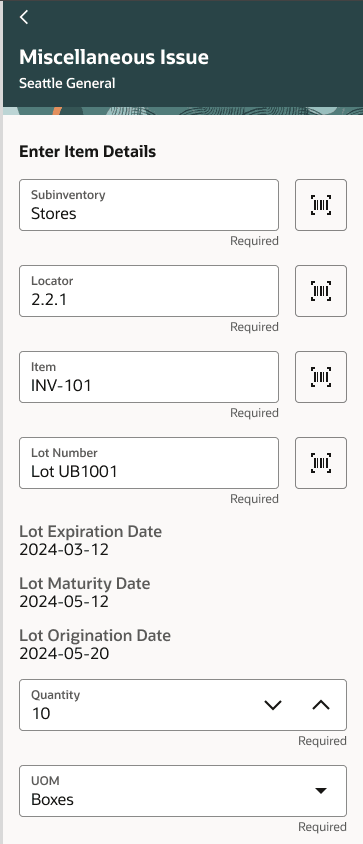 View Lot Attributes