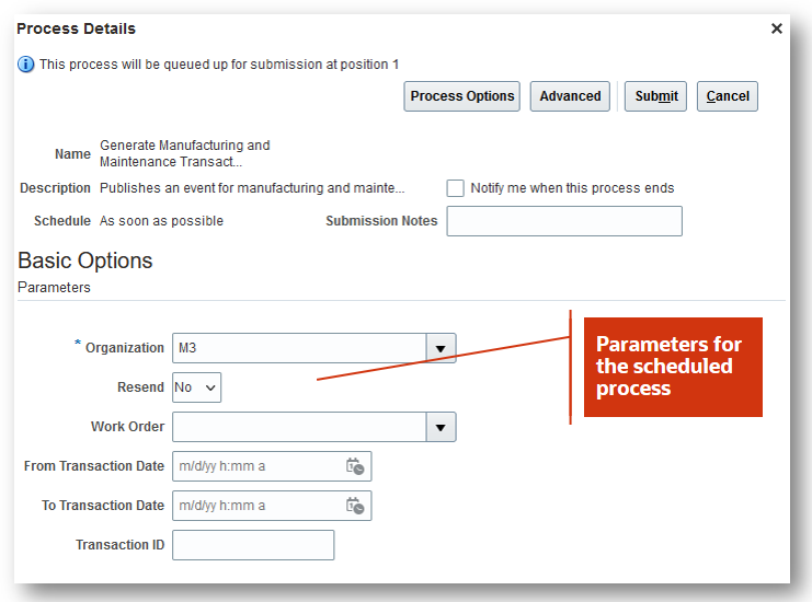 Scheduled Process Parameters