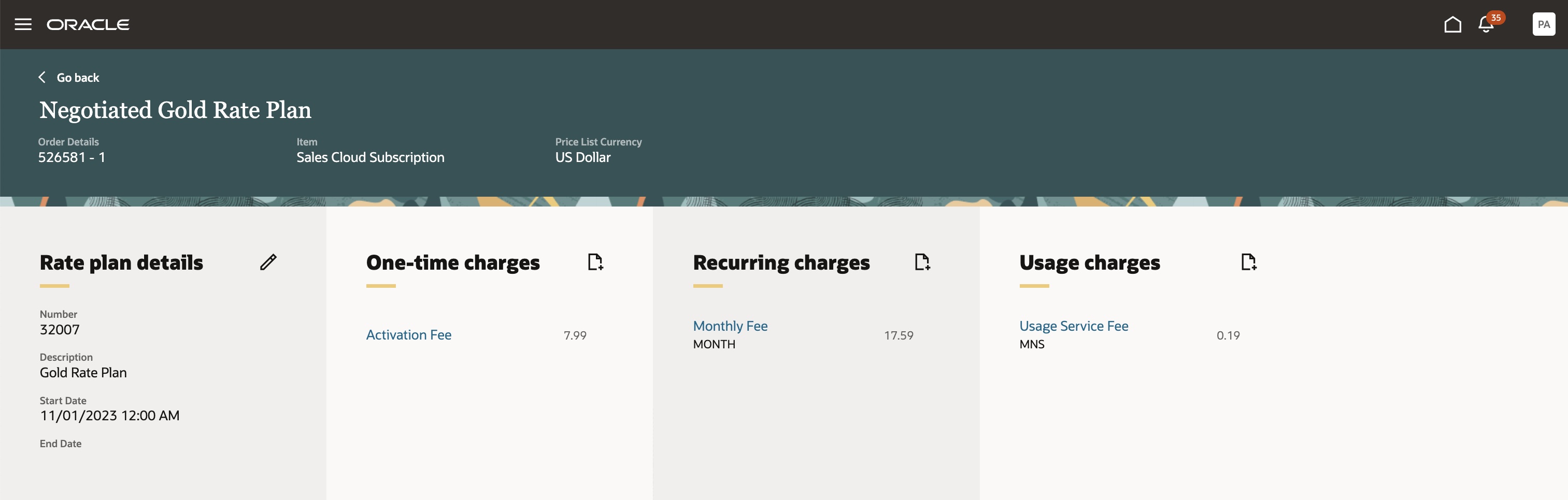 Rate Plan Negotiation User Interface