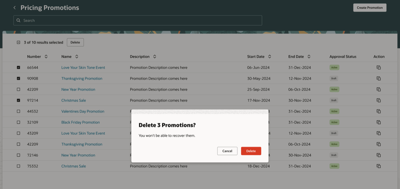Delete Multiple Promotion