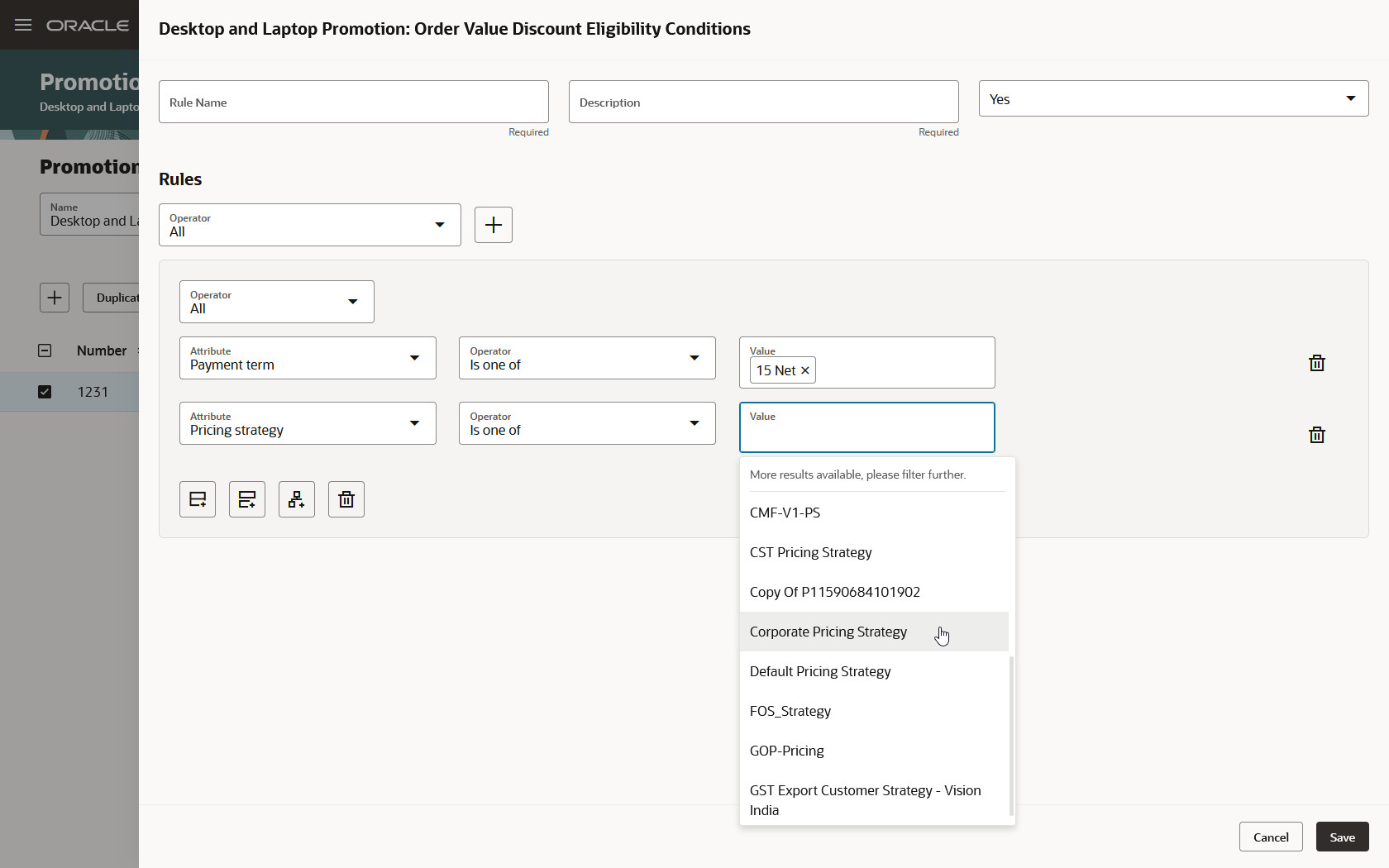 Add Pricing Strategy to Eligibility Rule