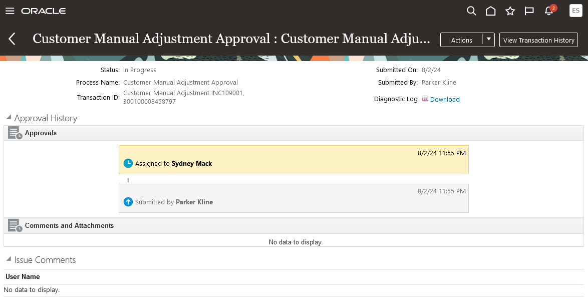 Transaction Console View After Program Submission