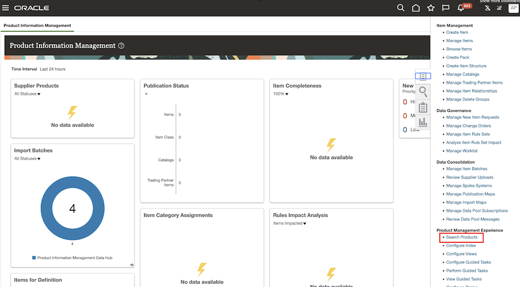 Search Products Task in Product Information Management Work Area