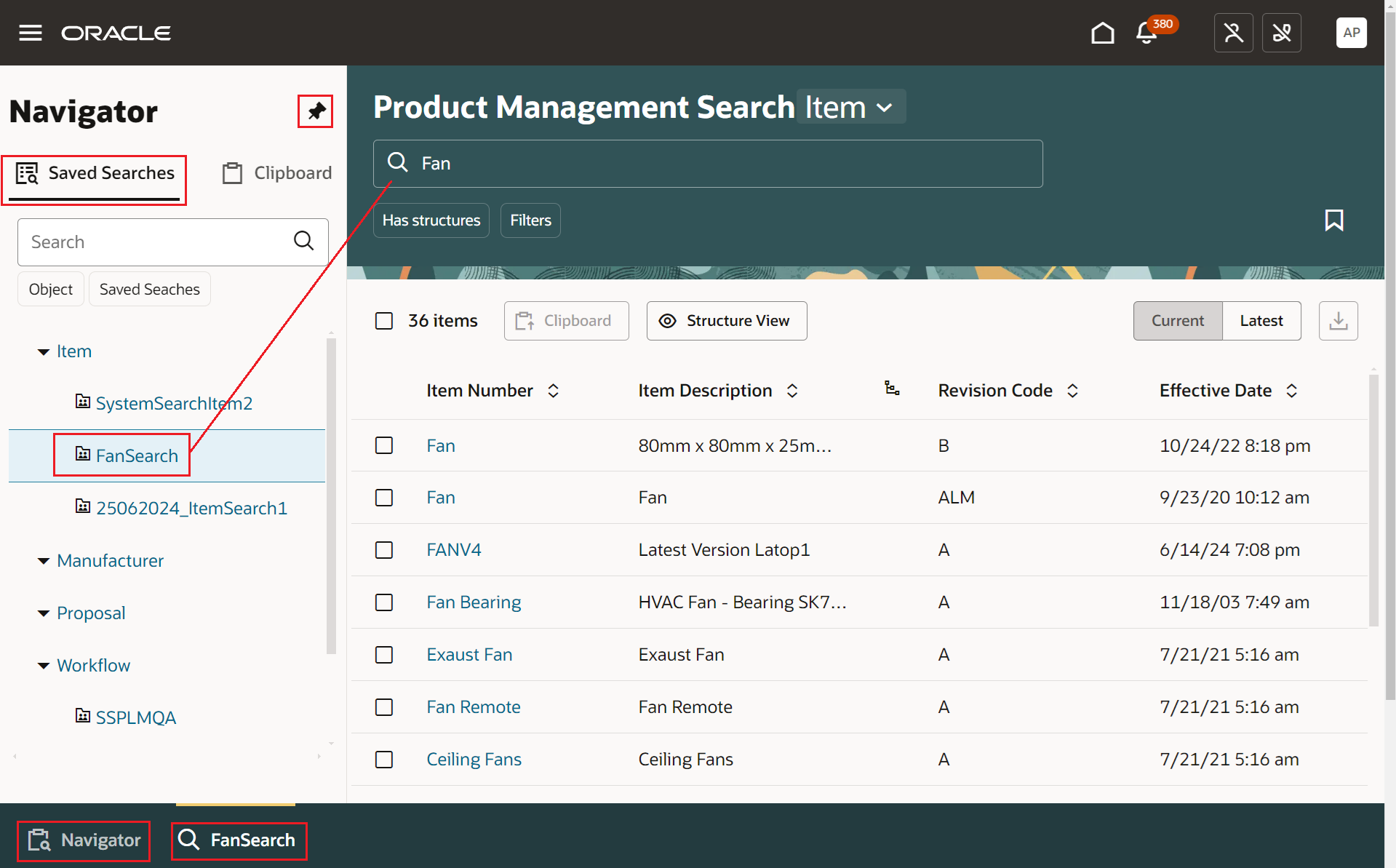 Product Lifecycle Management Navigator Saved Searches