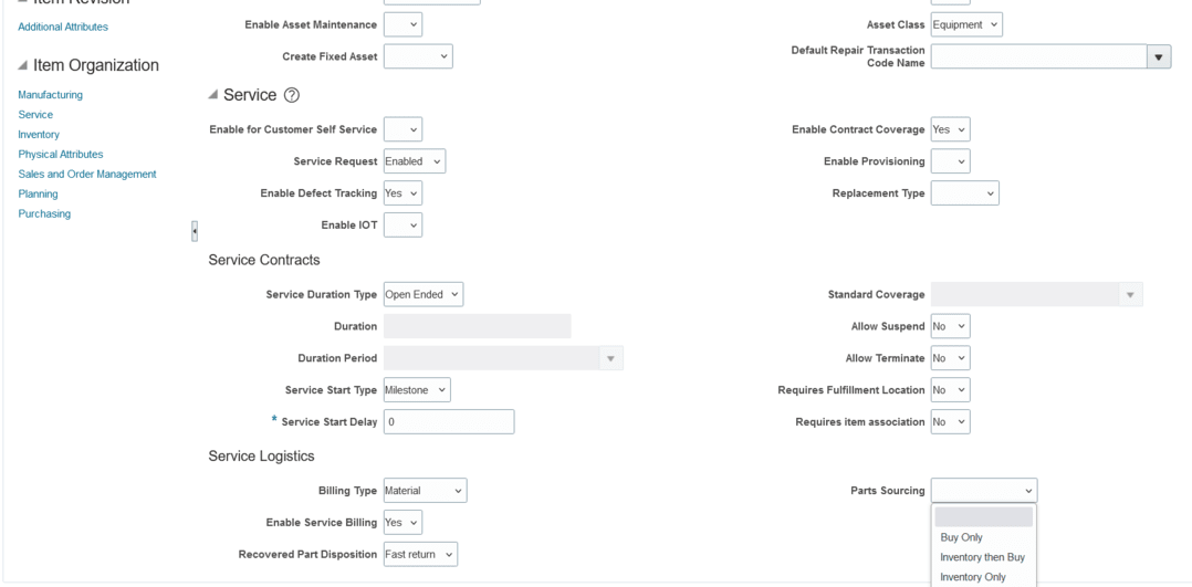 Parts Sourcing Attribute