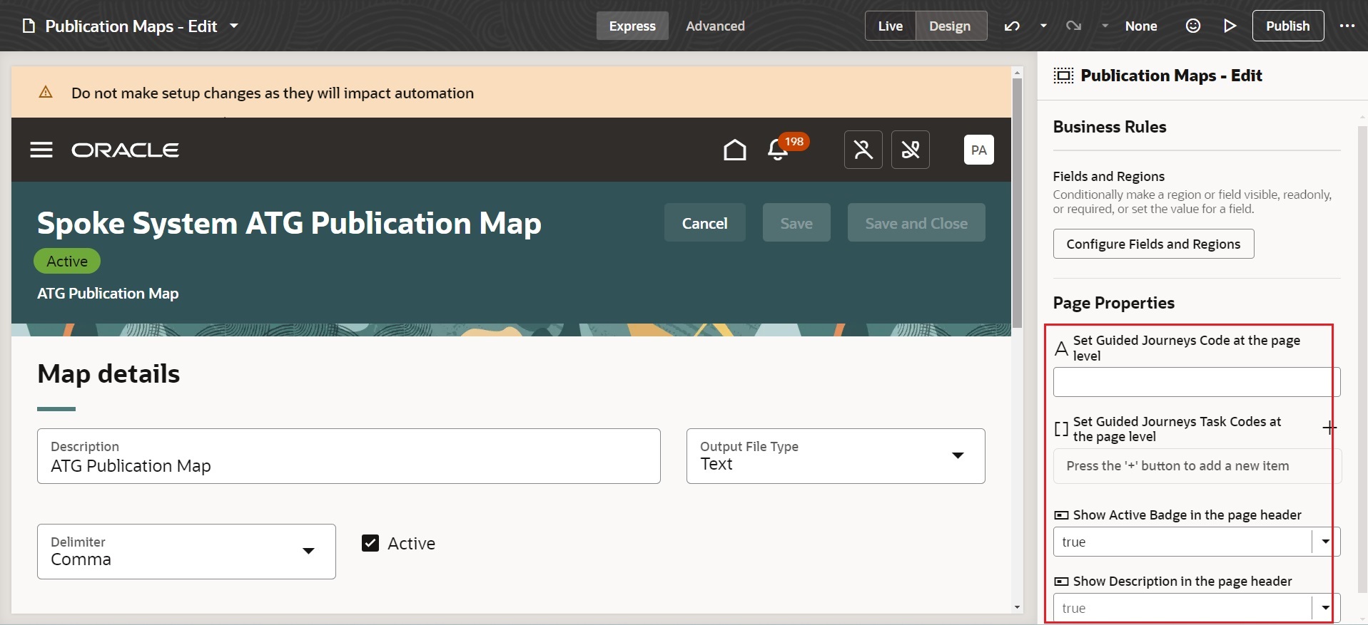 Edit Publication Map Page Properties