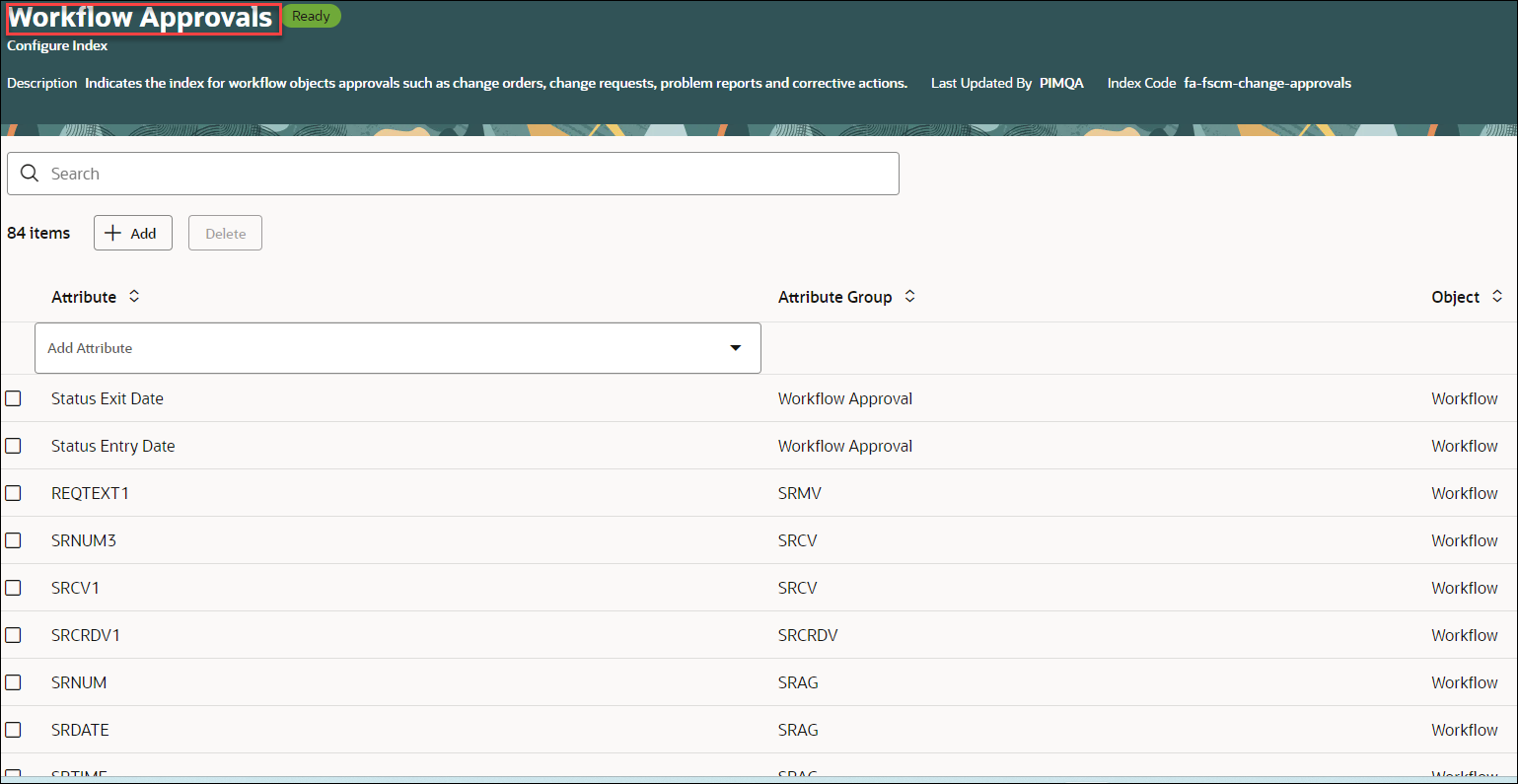 Configure Index Page for Workflow Approval Attributes