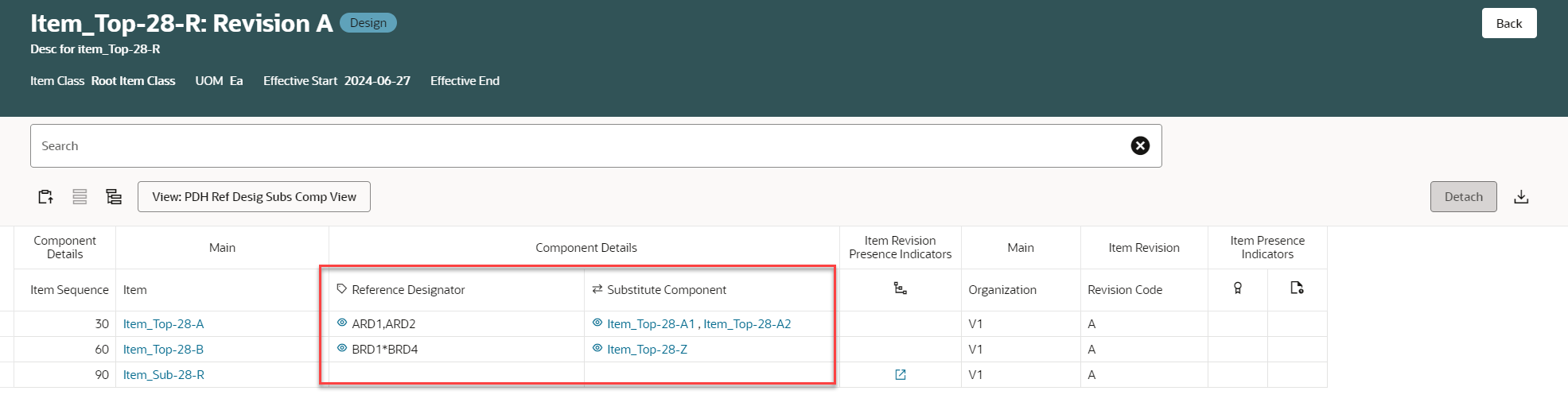 View Reference Designators and Substitute Component in Structure Grid