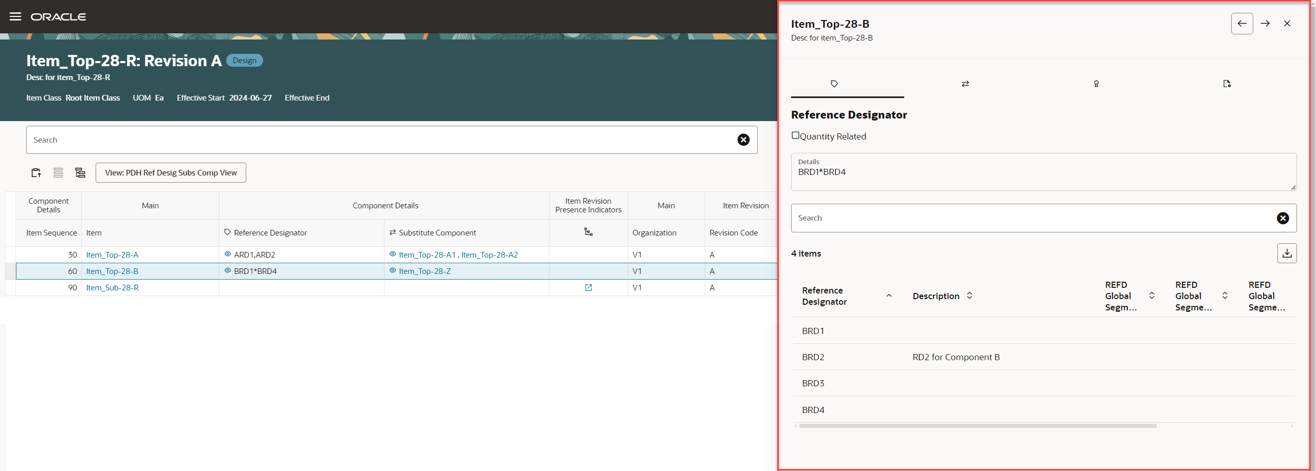 Reference Designator in the Drawer Panel