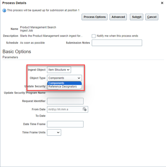 Reference Designator Option in Product Management Search Ingest Job