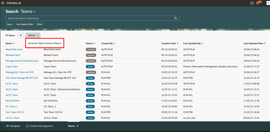 Generate Object Instance Report