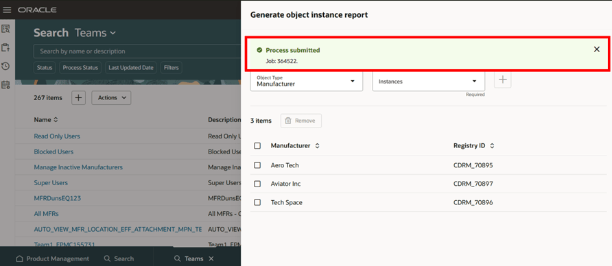 Generate Object Instance Report Drawer