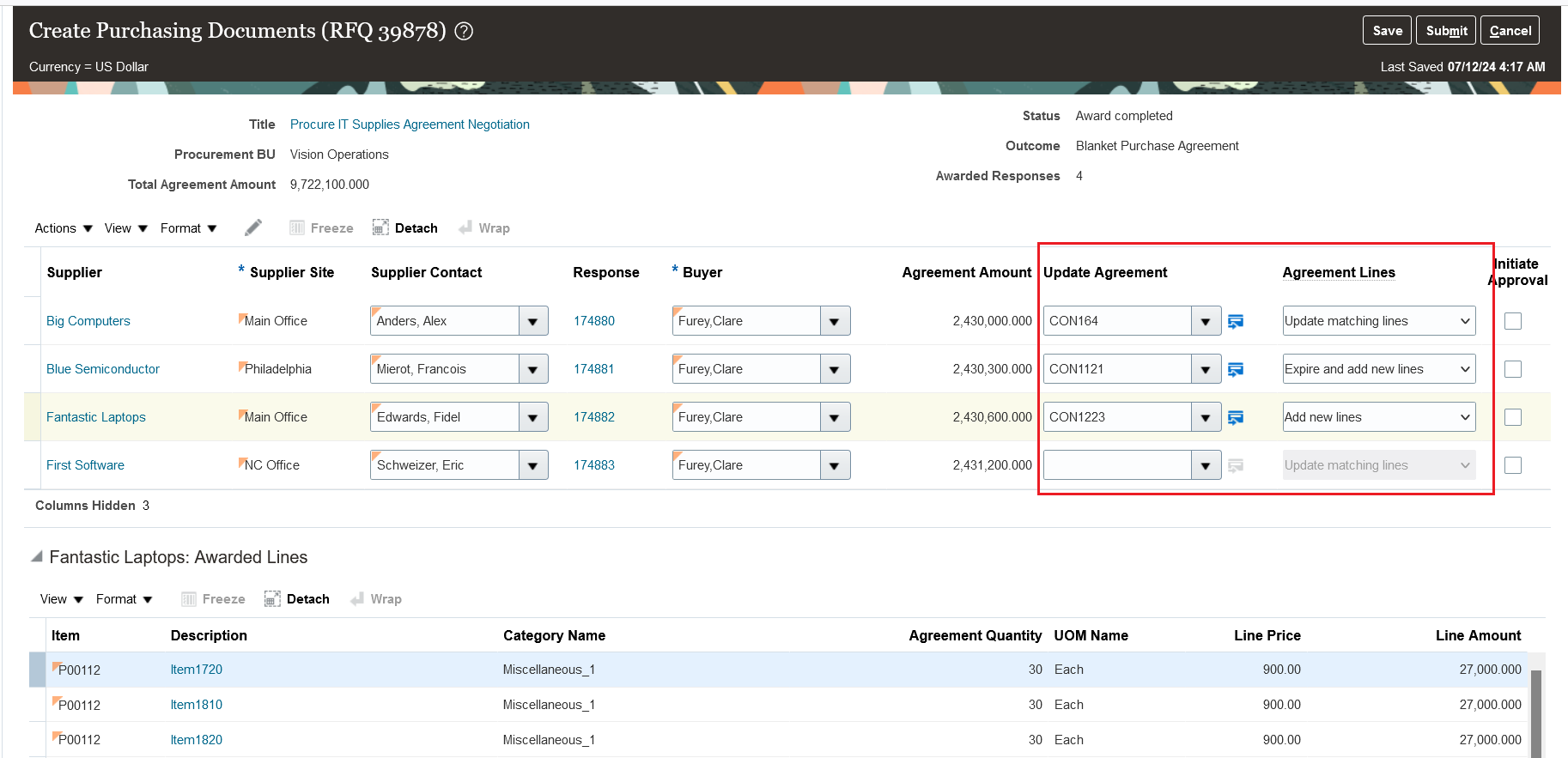 Update Existing Agreements