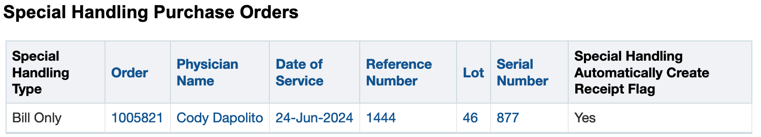 Report with Special Handling Fields