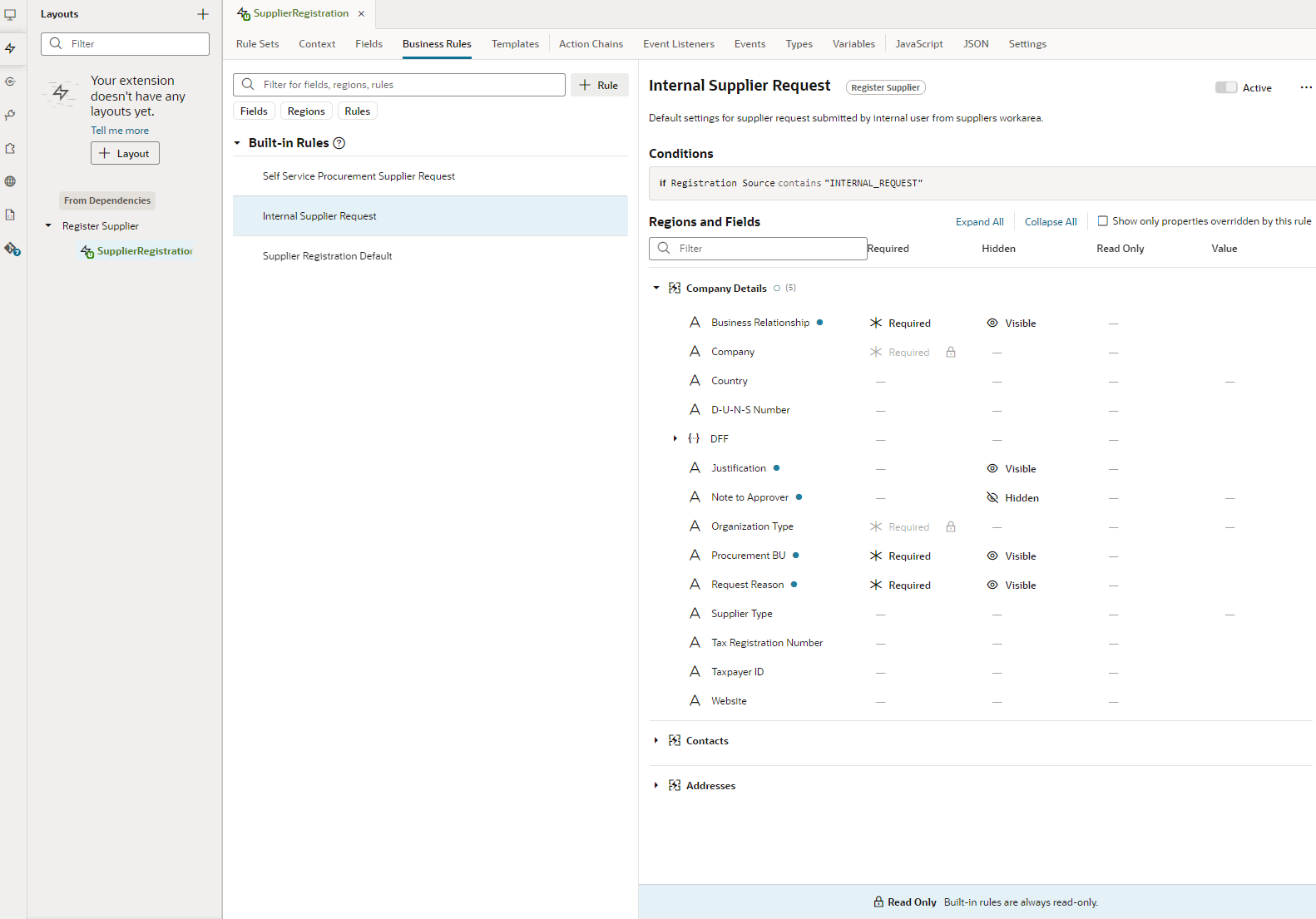 Built-in Rules for Internal Registration