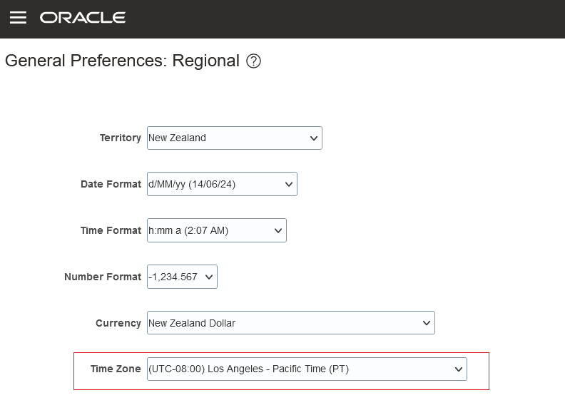 User Preferred Time Zone