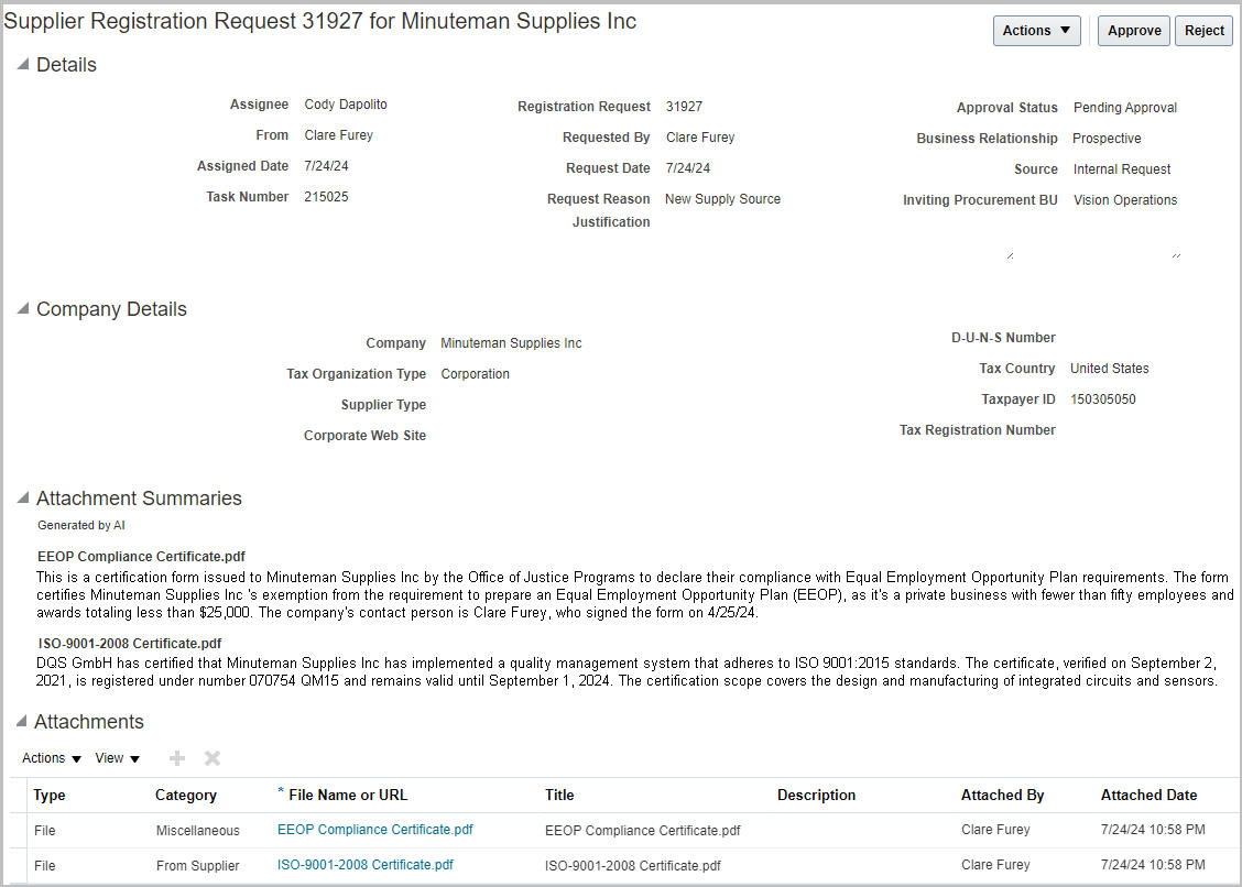 Attachment Summaries in Worklist Notification