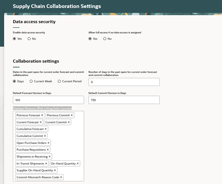 Manage Supply Chain Collaboration Settings