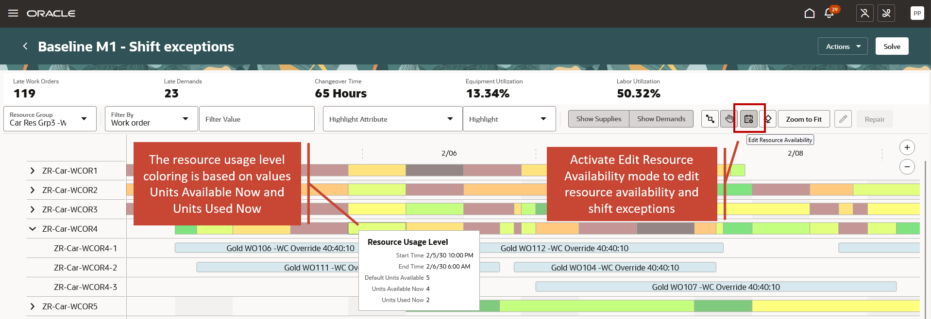 Gantt Chart Display for Resources with Default Units Available Greater than One.