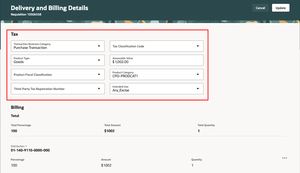 Override Values for Tax-Determinant Attributes at the Line Level