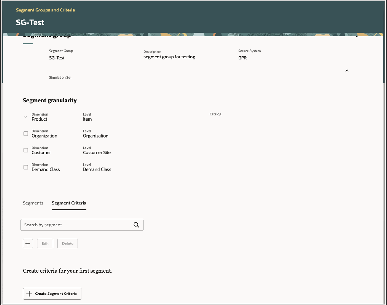 Segment Criteria Tab on Page for New Segment Group