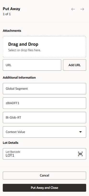 Put Away Goods – Attachments and DFFs