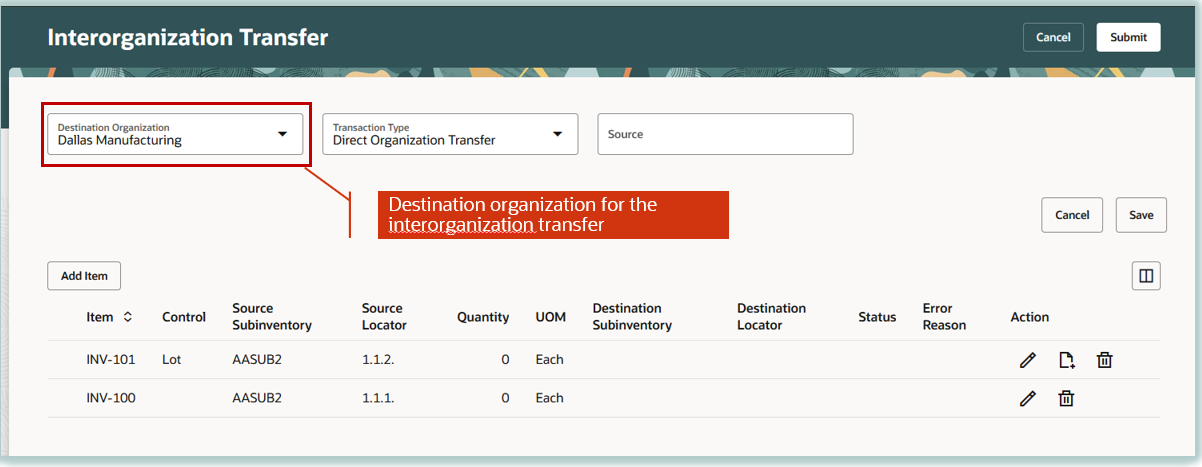 Direct Interorganization Transfer