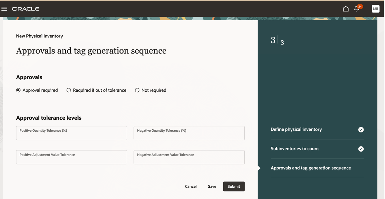 Approvals and tag generation sequence