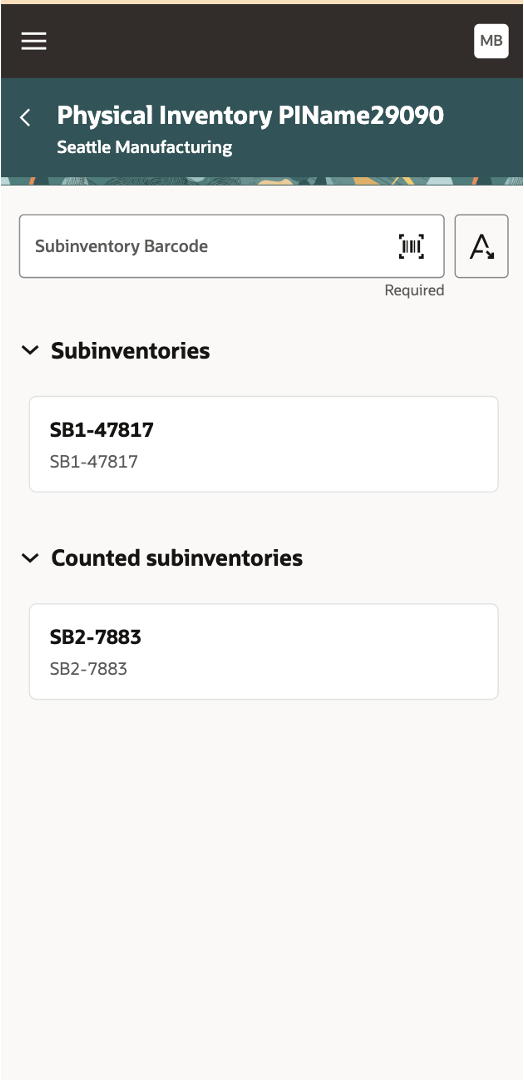 Subinventories