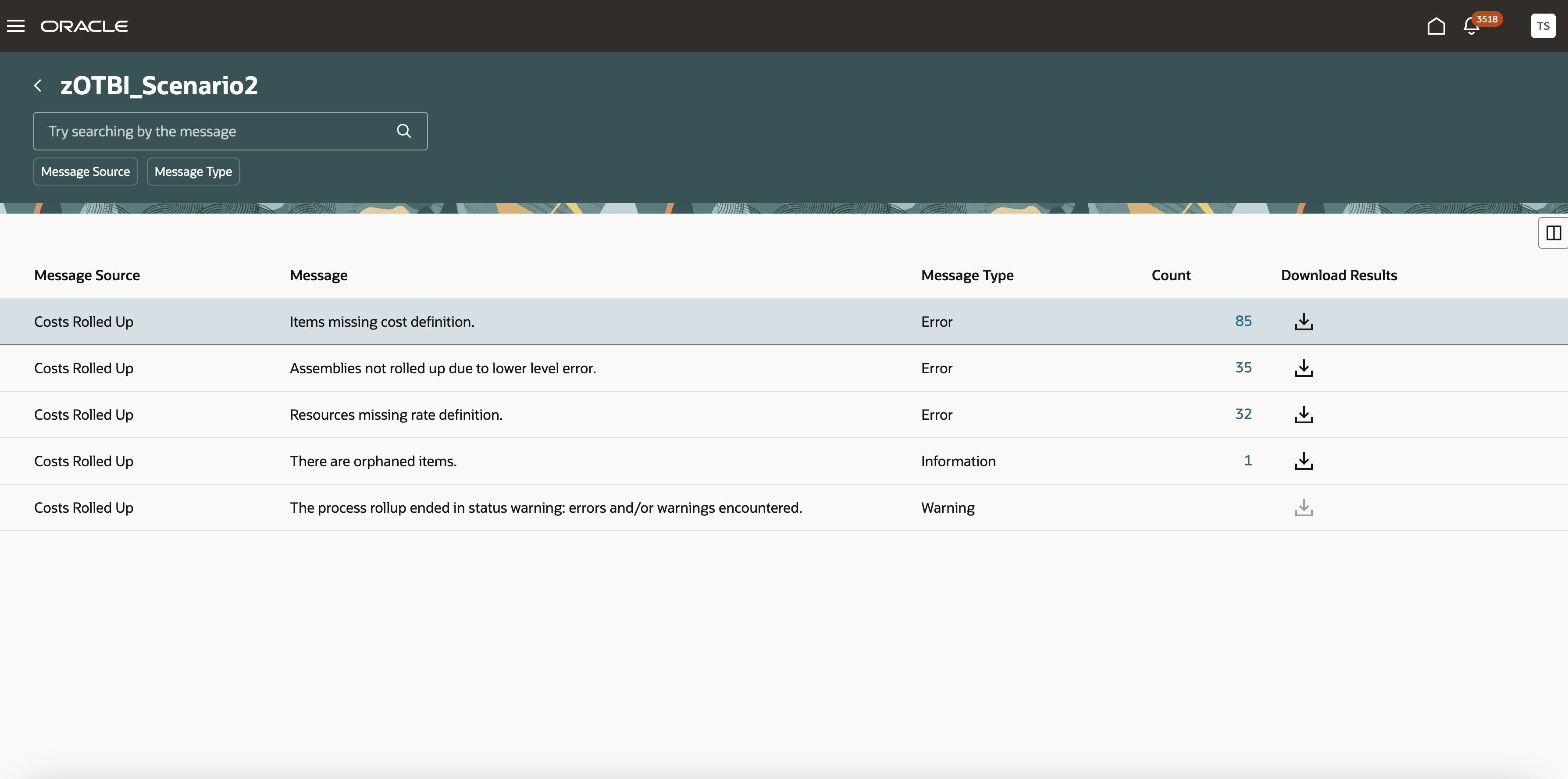 Scenario Exception Details Page