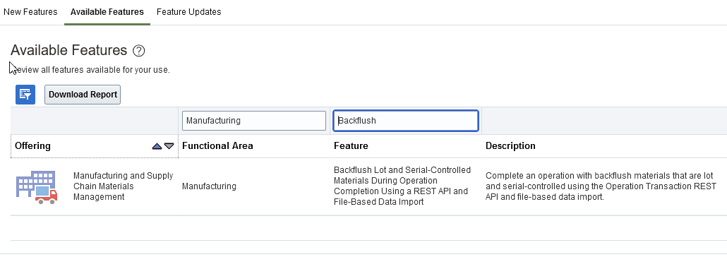 Manufacturing Feature