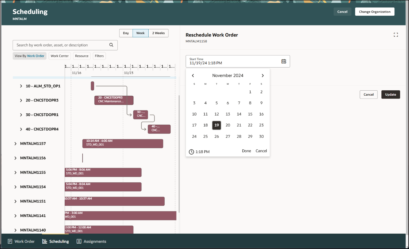 Reschedule Work Order Drawer