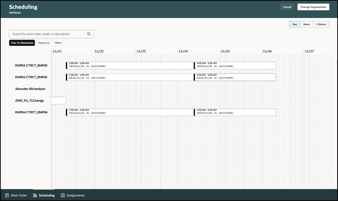 Scheduling Tab Gantt Chart Resource View