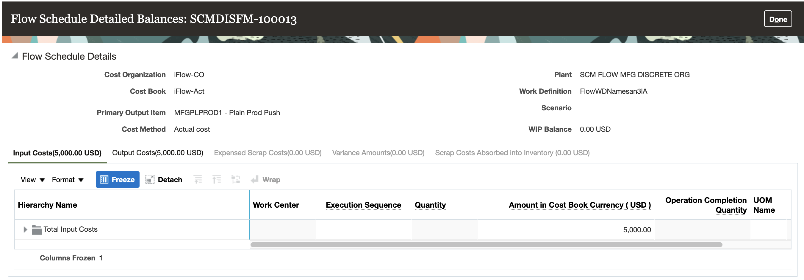 Review Flow Schedule Costs Detailed Balances