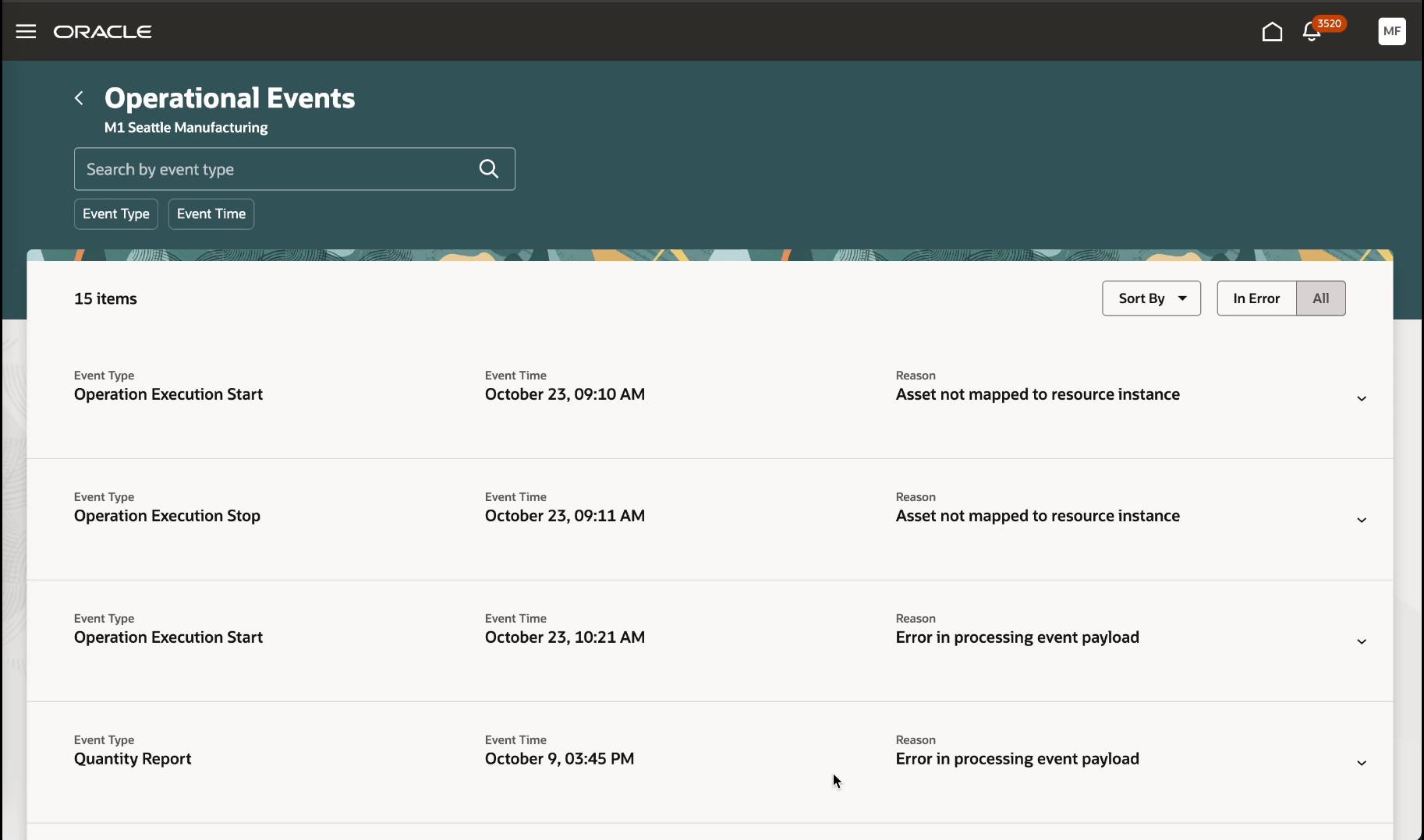 View Operational Events History
