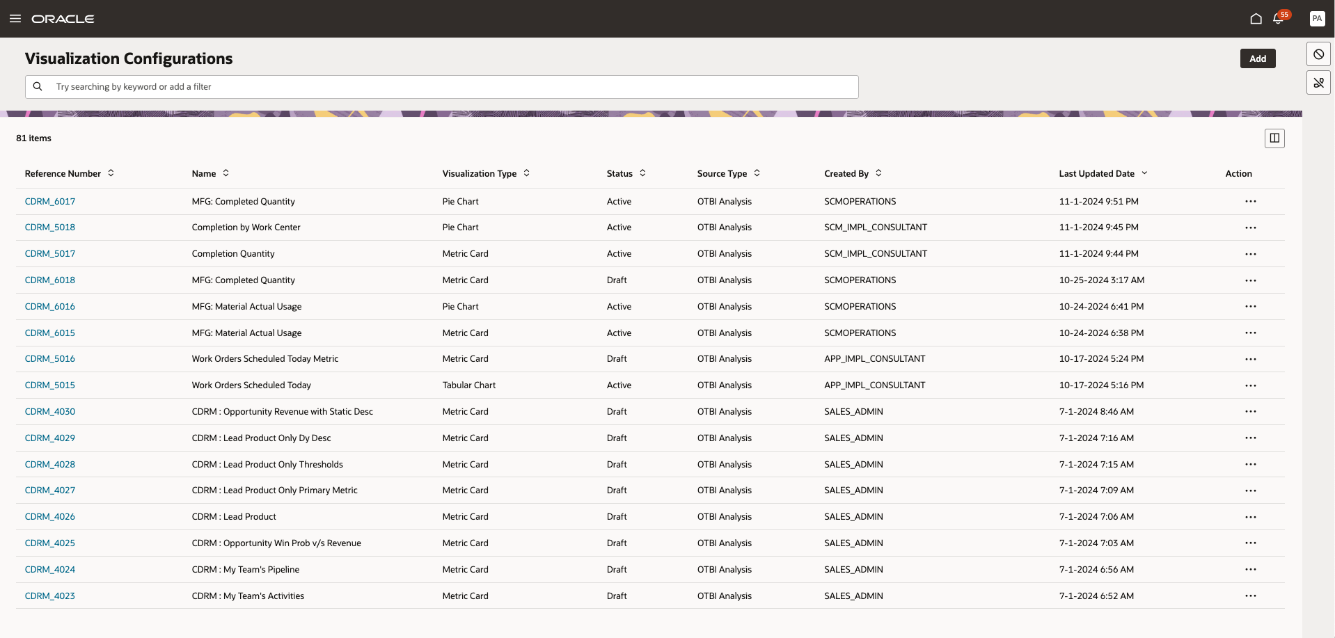 Manage OTBI content using Visualization configuration tool