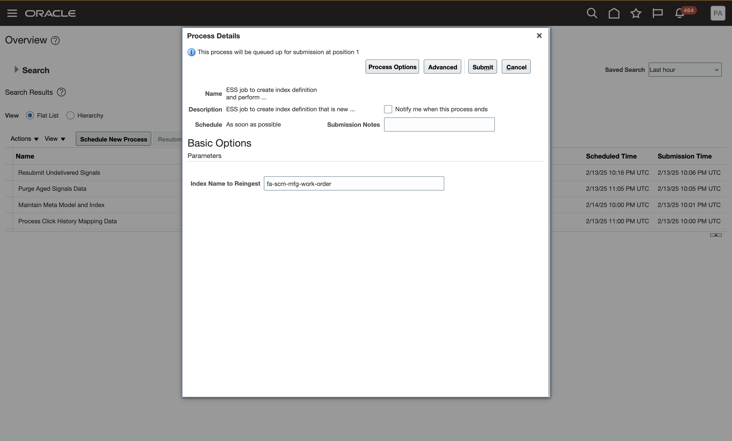 ESS Job to Index Work Order Elastic Search