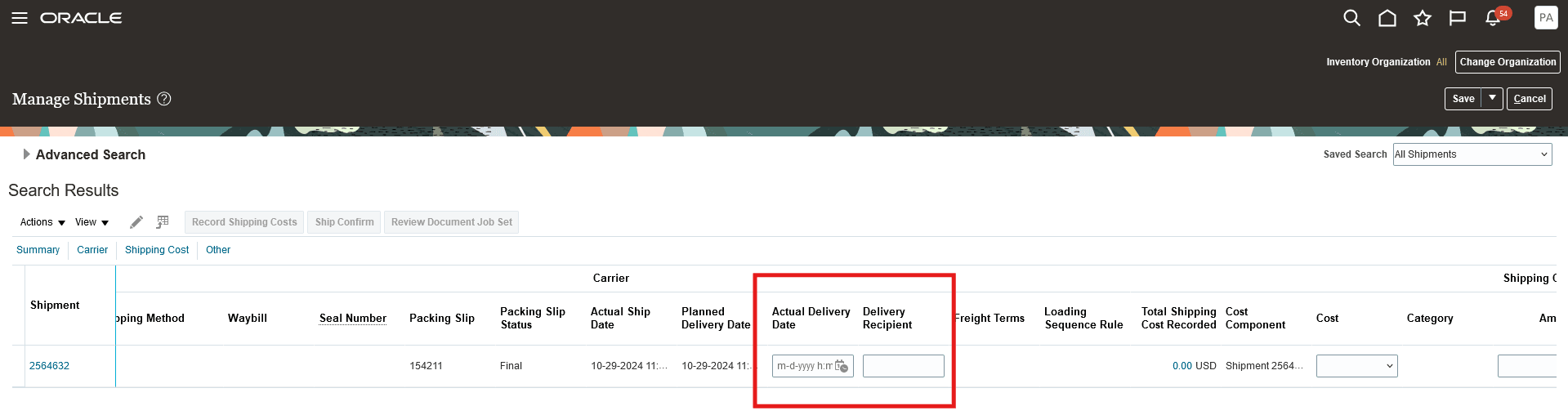 Manage Shipments