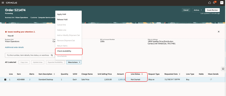 Select line for Scheduling in View Mode