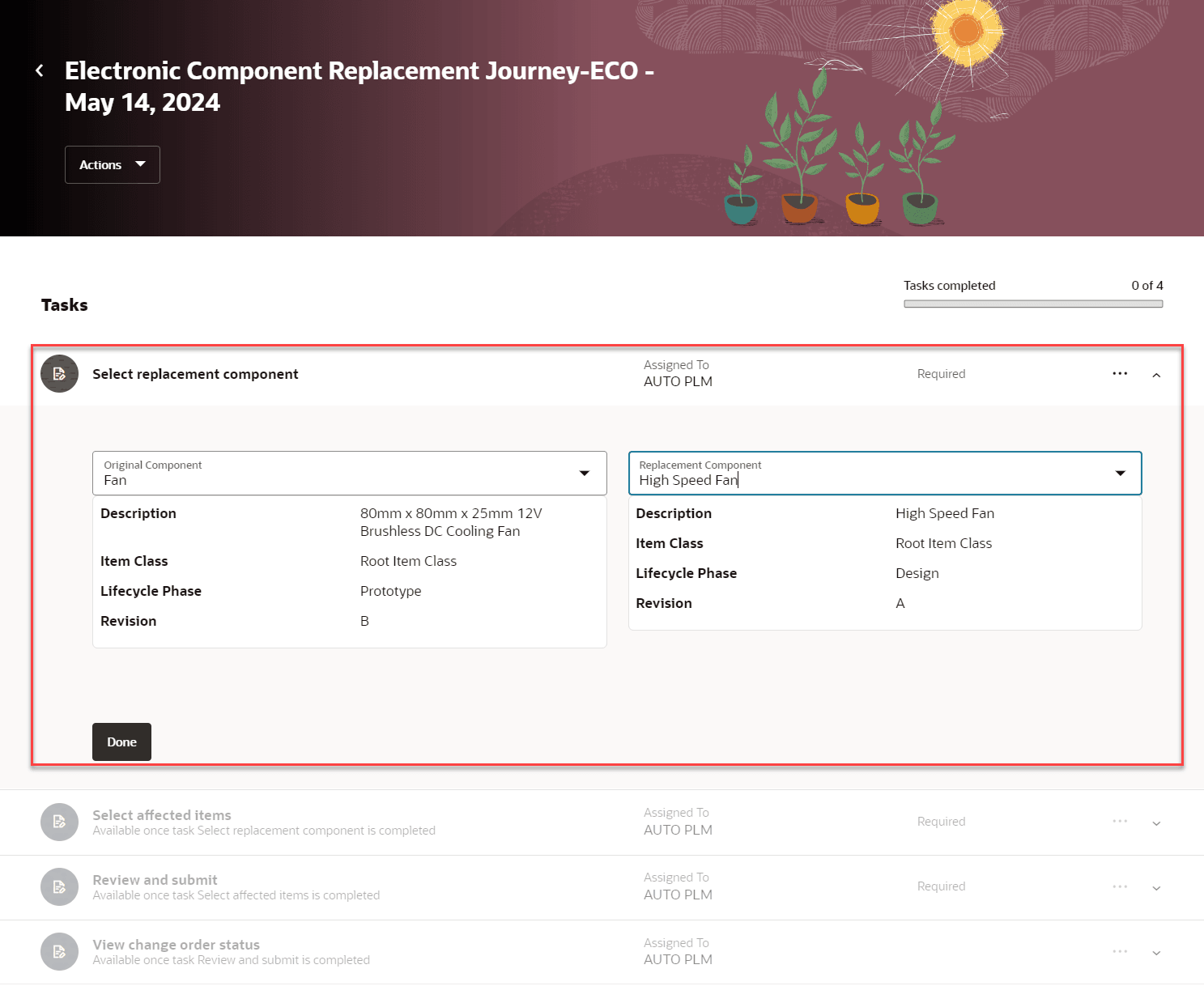 Search and Select the Item and Replacement Item