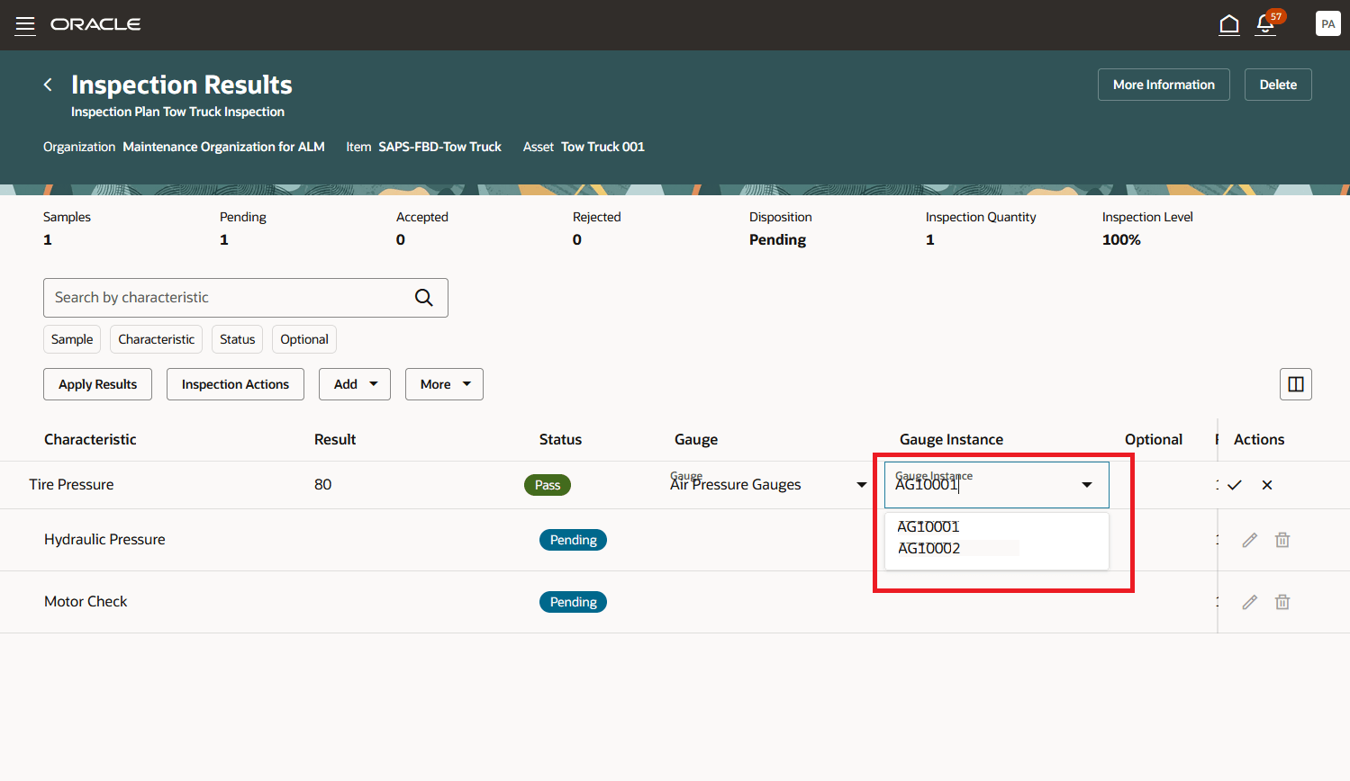 Specify Gauge Instance Used to Gather Inspection Result Value