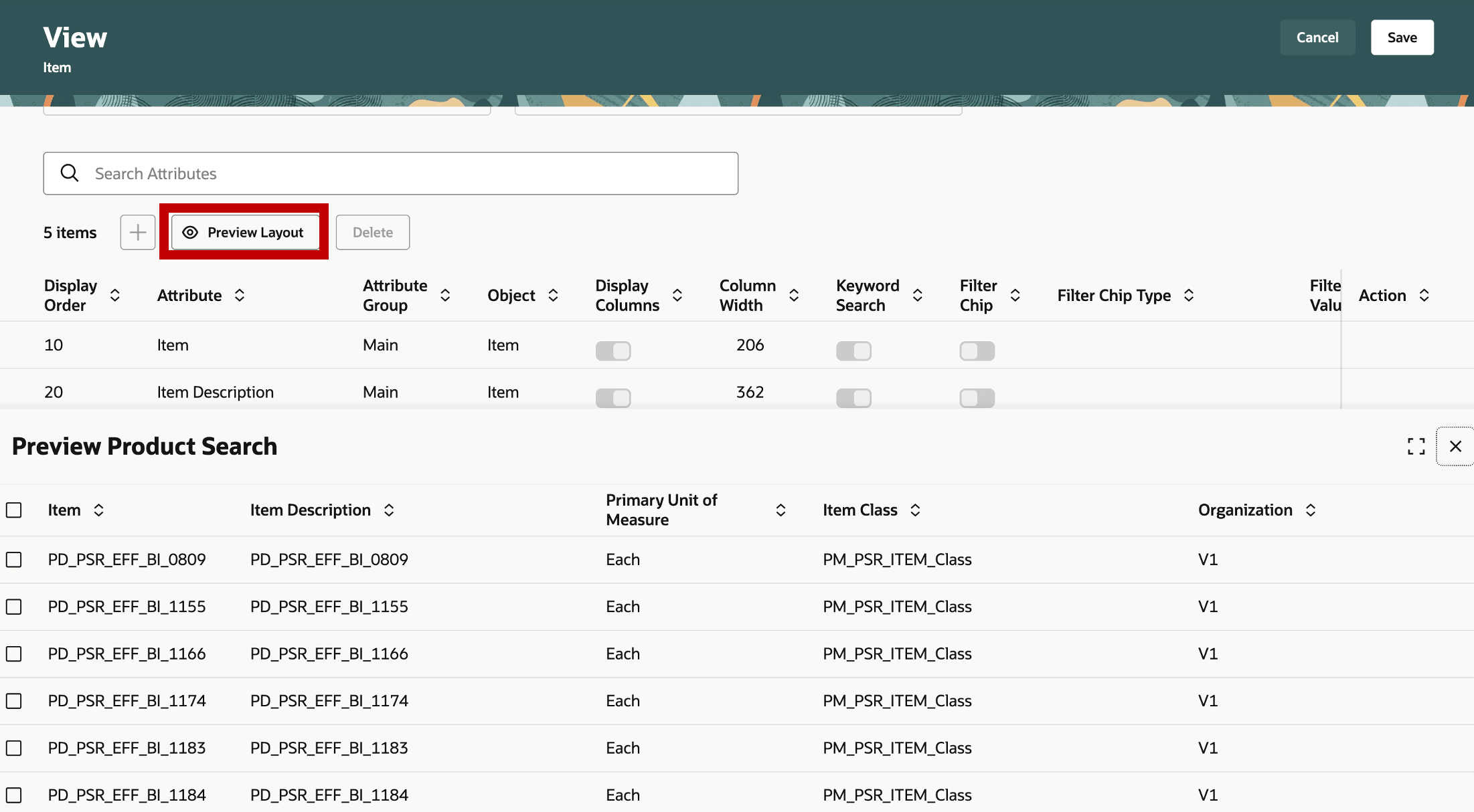 Preview Layout