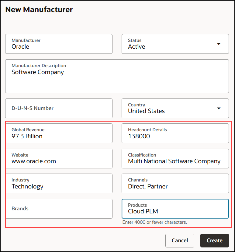 Manufacturer Profile Attributes