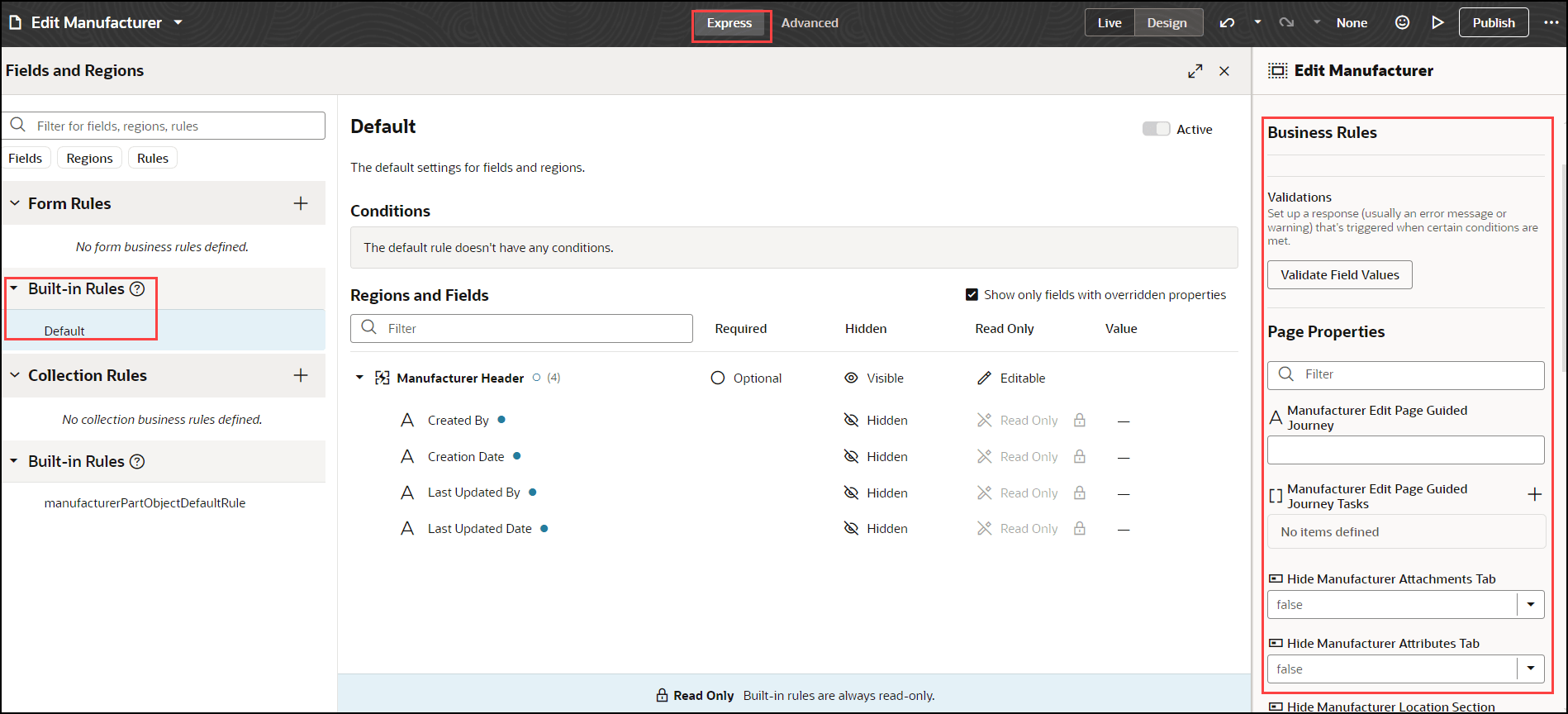Configure Manufacturer Pages Using Business Rules