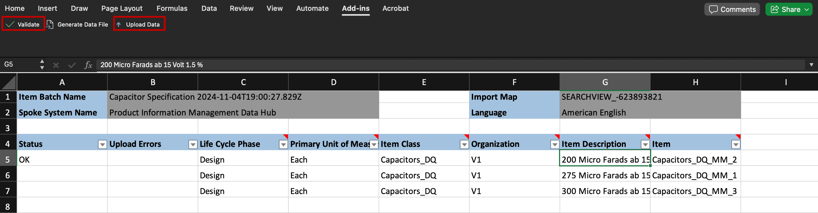 Validating and Uploading Data from Spreadsheet back to Guided Task
