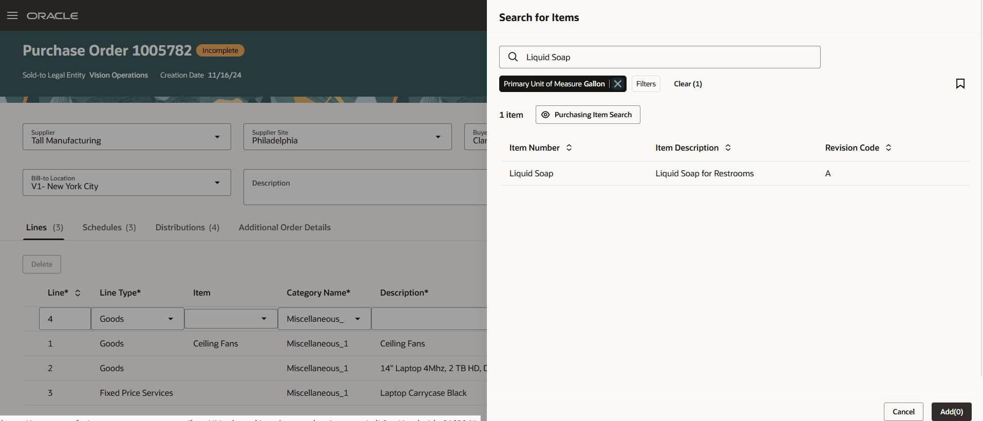 Use the More search options Link to Open a Drawer to Filter Items by the Primary UOM