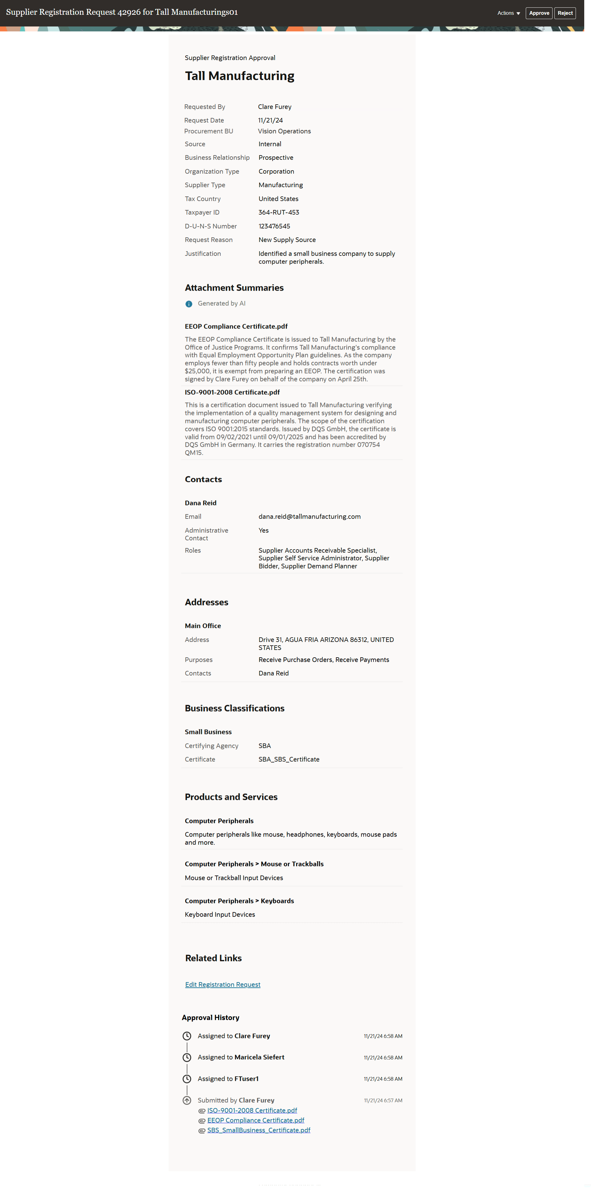 Supplier Registration Approval Notification