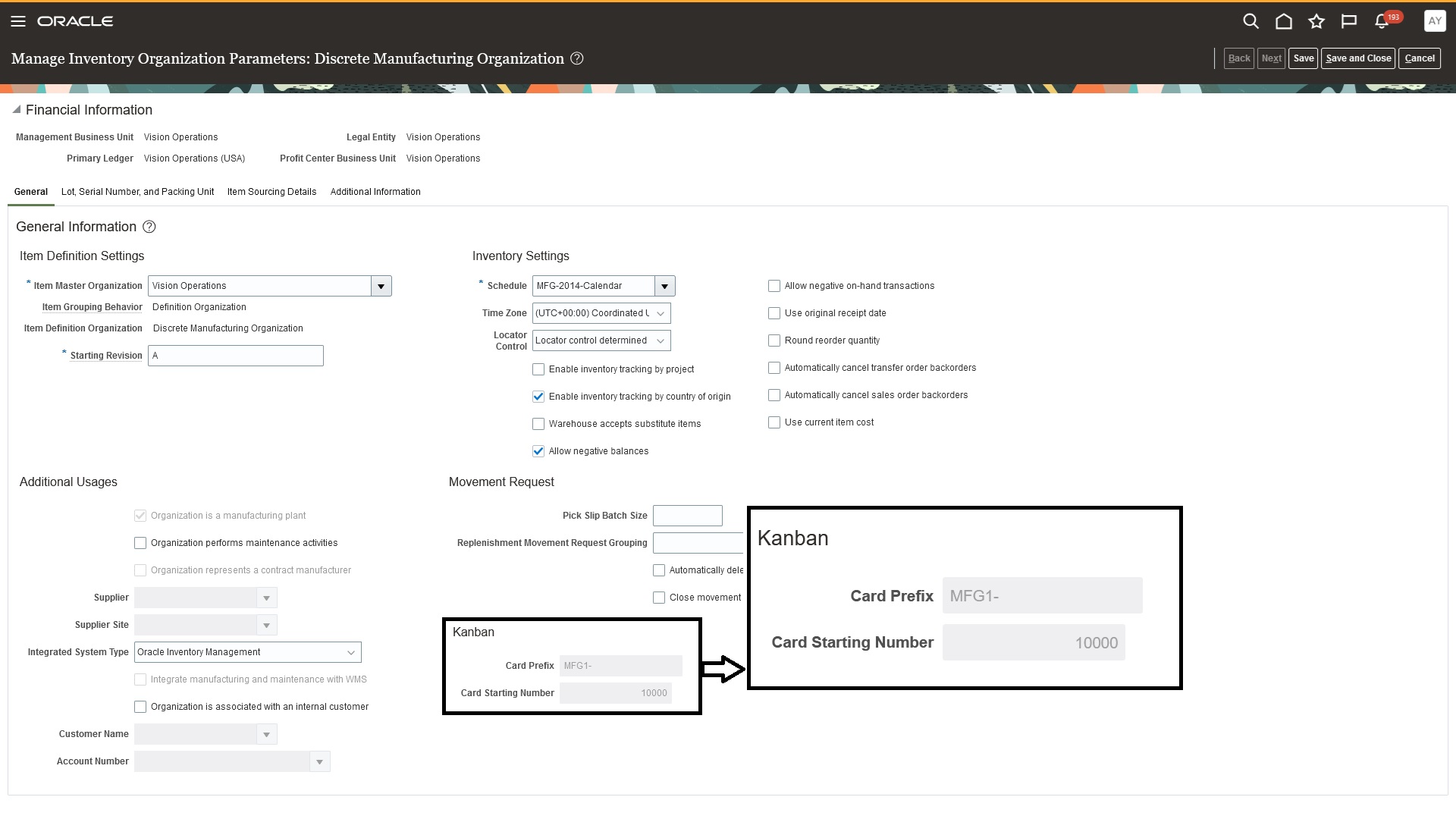 Inventory Organization Parameter for Kanban